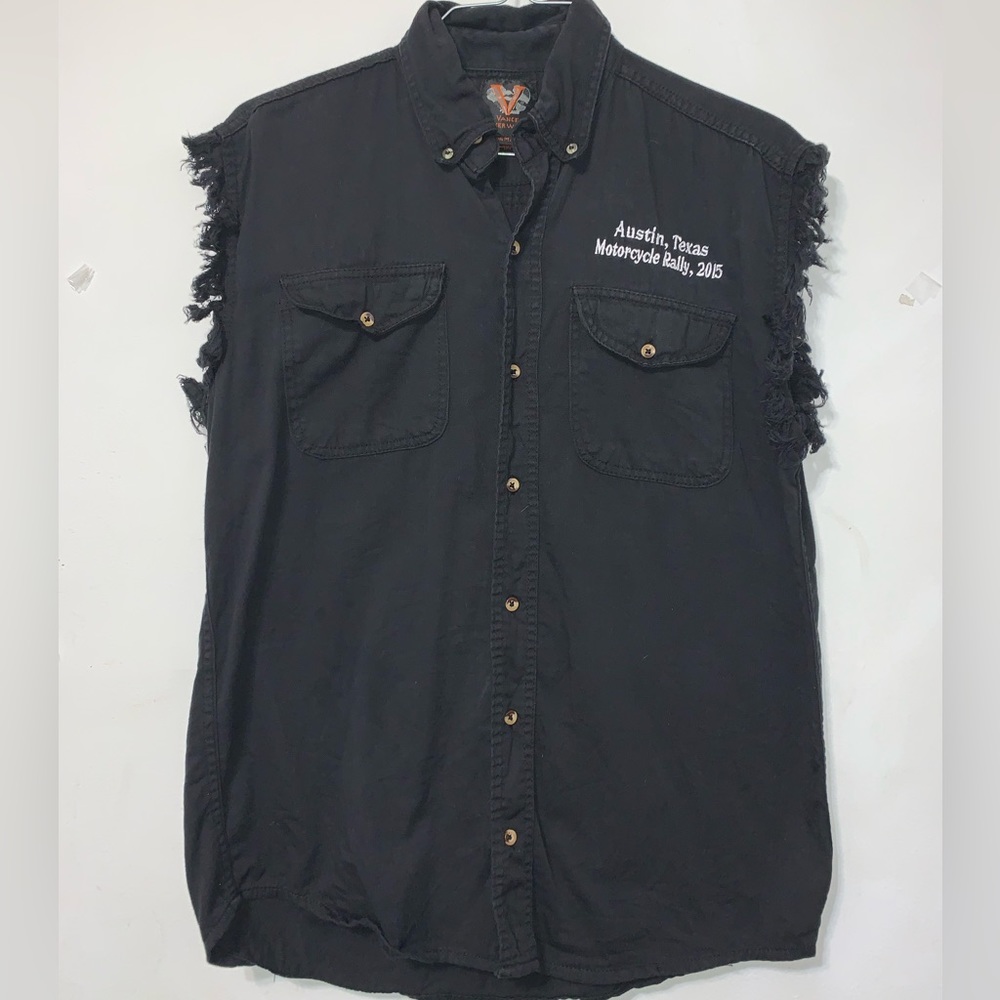 VANCE Biker Wear American Tradition 2015 Austin TX Sleeveless Biker Shirt Large